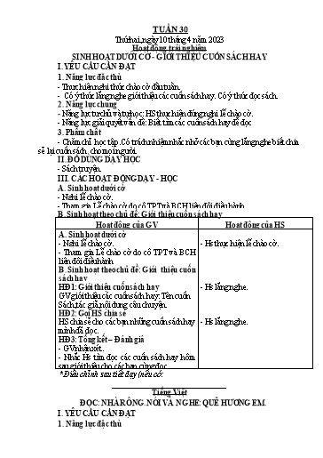 Kế hoạch bài dạy Lớp 3 - Tuần 30 - Năm học 2022-2023 - Trần Thị Vân