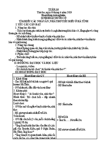 Kế hoạch bài dạy Lớp 3 - Tuần 30 - Năm học 2024-2025 - Trần Thị Vân