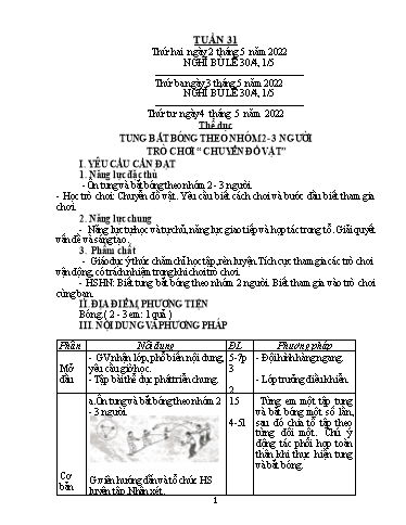 Kế hoạch bài dạy Lớp 3 - Tuần 31 - Năm học 2021-2022 - Trần Thị Vân