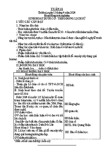 Kế hoạch bài dạy Lớp 3 - Tuần 31 - Năm học 2023-2024 - Trần Thị Vân