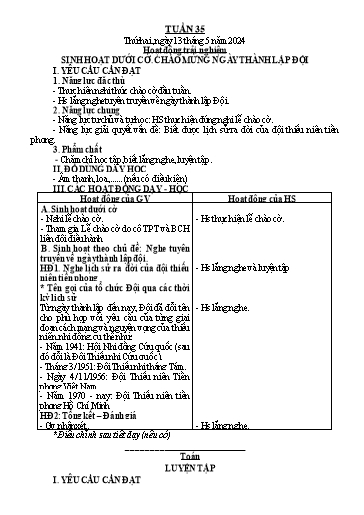 Kế hoạch bài dạy Lớp 3 - Tuần 35 - Năm học 2023-2024 - Trần Thị Vân