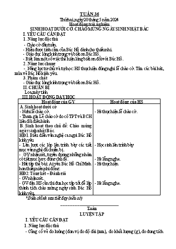 Kế hoạch bài dạy Lớp 3 - Tuần 36 - Năm học 2023-2024 - Trần Thị Vân