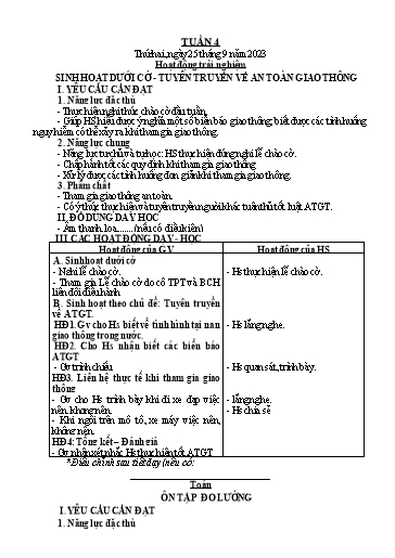 Kế hoạch bài dạy Lớp 3 - Tuần 4 - Năm học 2023-2024 - Trần Thị Vân
