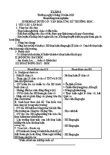 Kế hoạch bài dạy Lớp 3 - Tuần 5 - Năm học 2023-2024 - Trần Thị Vân