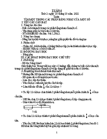 Kế hoạch bài dạy Lớp 3 - Tuần 6 - Năm học 2021-2022 - Trần Thị Vân (tiếp theo)