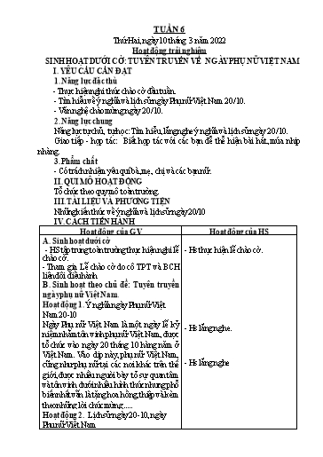 Kế hoạch bài dạy Lớp 3 - Tuần 6 - Năm học 2022-2023 - Trần Thị Vân