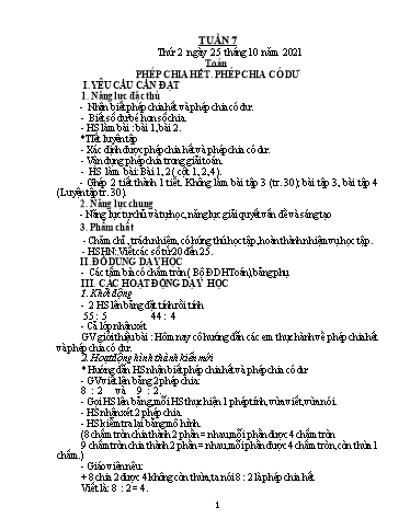 Kế hoạch bài dạy Lớp 3 - Tuần 7 - Năm học 2021-2022 - Trần Thị Vân