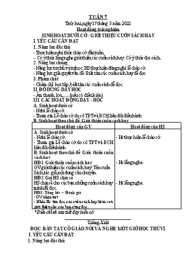 Kế hoạch bài dạy Lớp 3 - Tuần 7 - Năm học 2022-2023 - Trần Thị Vân