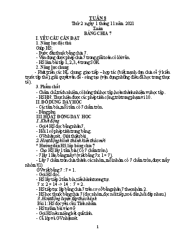 Kế hoạch bài dạy Lớp 3 - Tuần 8 - Năm học 2021-2022 - Trần Thị Vân