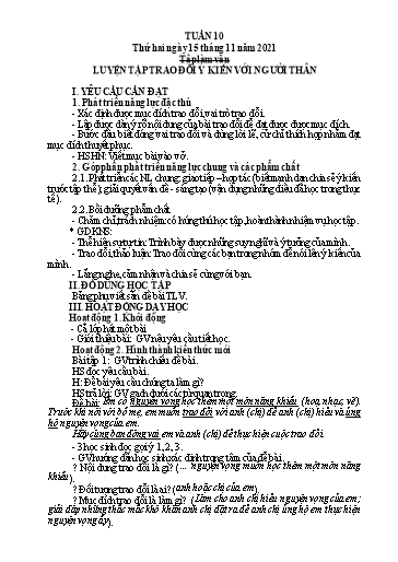 Kế hoạch bài dạy Lớp 4 - Tuần 10 - Năm học 2021-2022 - Hoàng Thị Trang