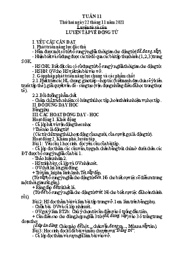 Kế hoạch bài dạy Lớp 4 - Tuần 11 - Năm học 2021-2022 - Hoàng Thị Trang