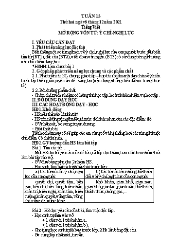 Kế hoạch bài dạy Lớp 4 - Tuần 13 - Năm học 2021-2022 - Hoàng Thị Trang