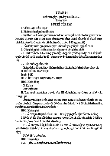 Kế hoạch bài dạy Lớp 4 - Tuần 14 - Năm học 2021-2022 - Hoàng Xuân Bách