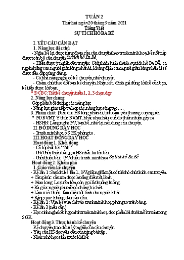 Kế hoạch bài dạy Lớp 4 - Tuần 2 - Năm học 2021-2022 - Hoàng Thị Trang