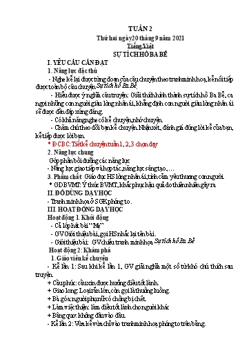 Kế hoạch bài dạy Lớp 4 - Tuần 2 - Năm học 2021-2022 - Hoàng Xuân Bách