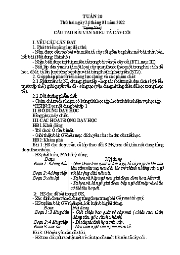 Kế hoạch bài dạy Lớp 4 - Tuần 20 - Năm học 2021-2022 - Hoàng Thị Trang