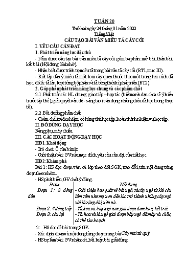 Kế hoạch bài dạy Lớp 4 - Tuần 20 - Năm học 2021-2022 - Hoàng Xuân Bách
