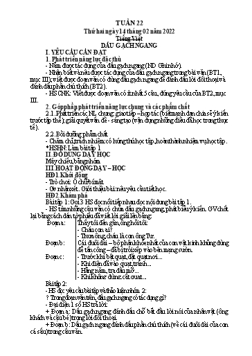 Kế hoạch bài dạy Lớp 4 - Tuần 22 - Năm học 2021-2022 - Hoàng Thị Trang