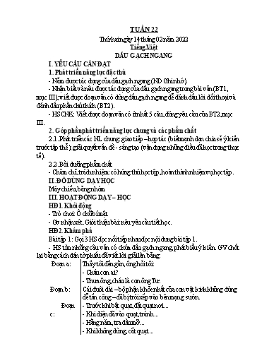 Kế hoạch bài dạy Lớp 4 - Tuần 22 - Năm học 2021-2022 - Hoàng Xuân Bách