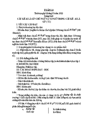 Kế hoạch bài dạy Lớp 4 - Tuần 23 - Năm học 2021-2022 - Hoàng Xuân Bách