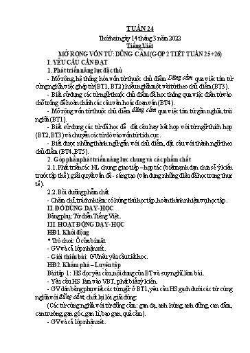 Kế hoạch bài dạy Lớp 4 - Tuần 24 - Năm học 2021-2022 - Hoàng Xuân Bách