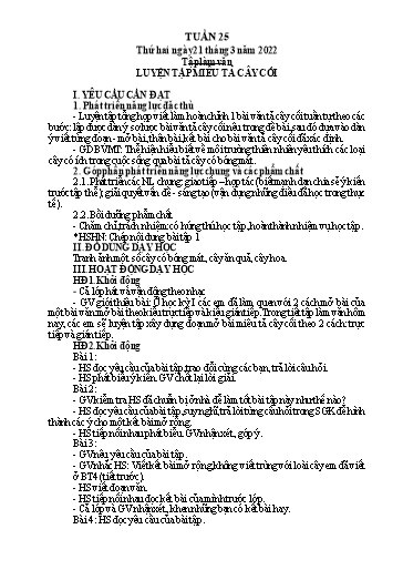 Kế hoạch bài dạy Lớp 4 - Tuần 25 - Năm học 2021-2022 - Hoàng Thị Trang