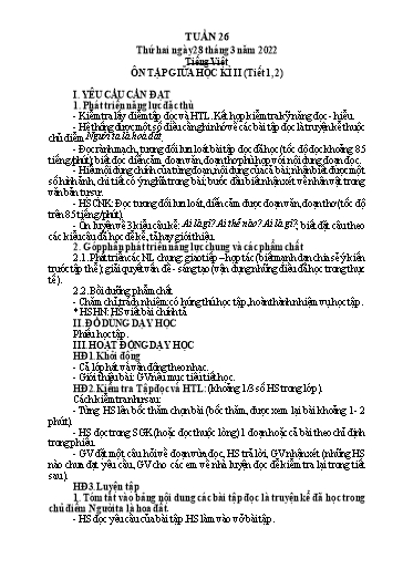 Kế hoạch bài dạy Lớp 4 - Tuần 26 - Năm học 2021-2022 - Hoàng Thị Trang