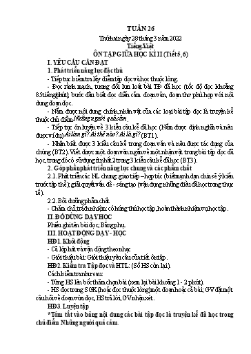 Kế hoạch bài dạy Lớp 4 - Tuần 26 - Năm học 2021-2022 - Hoàng Xuân Bách