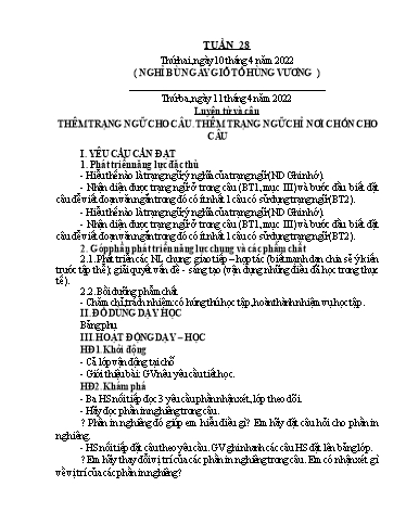Kế hoạch bài dạy Lớp 4 - Tuần 28 - Năm học 2021-2022 - Hoàng Xuân Bách