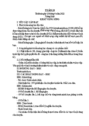 Kế hoạch bài dạy Lớp 4 - Tuần 29 - Năm học 2021-2022 - Hoàng Xuân Bách