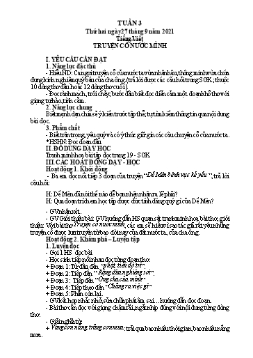 Kế hoạch bài dạy Lớp 4 - Tuần 3 - Năm học 2021-2022 - Hoàng Thị Trang