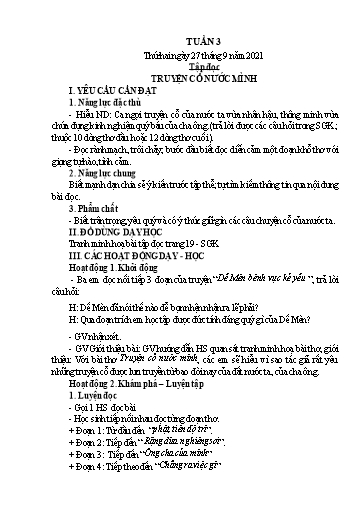 Kế hoạch bài dạy Lớp 4 - Tuần 3 - Năm học 2021-2022 - Hoàng Xuân Bách