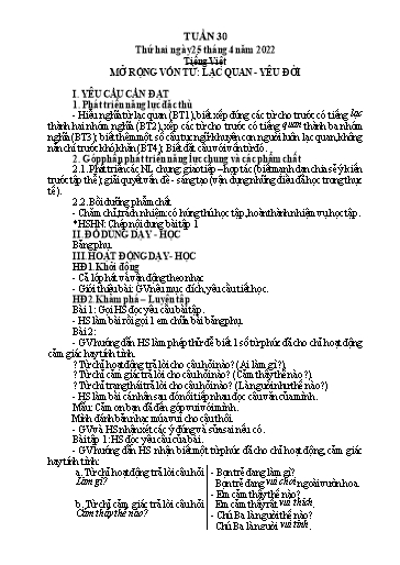 Kế hoạch bài dạy Lớp 4 - Tuần 30 - Năm học 2021-2022 - Hoàng Thị Trang