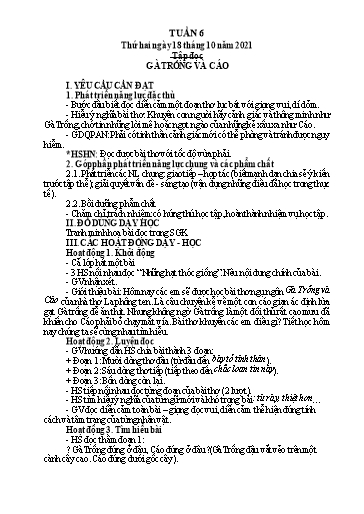 Kế hoạch bài dạy Lớp 4 - Tuần 6 - Năm học 2021-2022 - Hoàng Thị Trang