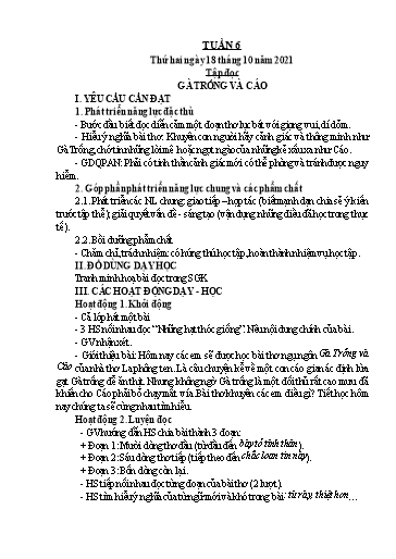 Kế hoạch bài dạy Lớp 4 - Tuần 6 - Năm học 2021-2022 - Hoàng Xuân Bách
