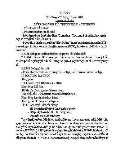 Kế hoạch bài dạy Lớp 4 - Tuần 7 - Năm học 2021-2022 - Hoàng Xuân Bách