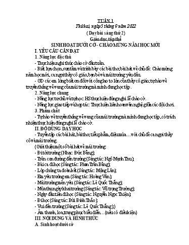 Kế hoạch bài dạy Lớp 5 - Tuần 1 - Năm học 2022-2023 - Hoàng Xuân Bách