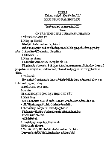 Kế hoạch bài dạy Lớp 5 - Tuần 1 - Năm học 2022-2023 - Hoàng Xuân Bách (tiếp theo)
