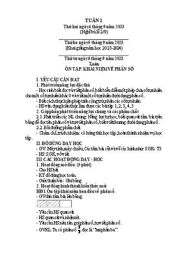 Kế hoạch bài dạy Lớp 5 - Tuần 1 - Năm học 2023-2024 - Hoàng Thị Trang