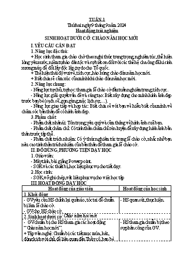Kế hoạch bài dạy Lớp 5 - Tuần 1 - Năm học 2024-2025 - Hoàng Thị Trang