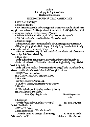 Kế hoạch bài dạy Lớp 5 - Tuần 1 - Năm học 2024-2025 - Hoàng Xuân Bách