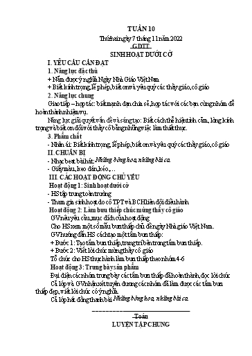 Kế hoạch bài dạy Lớp 5 - Tuần 10 - Năm học 2022-2023 - Hoàng Xuân Bách
