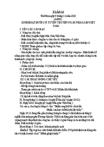 Kế hoạch bài dạy Lớp 5 - Tuần 10 - Năm học 2023-2024 - Hoàng Xuân Bách