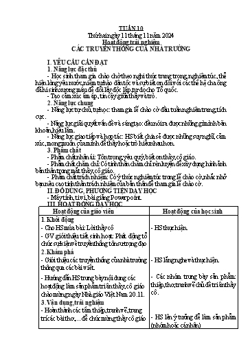 Kế hoạch bài dạy Lớp 5 - Tuần 10 - Năm học 2024-2025 - Hoàng Thị Trang