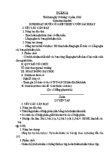 Kế hoạch bài dạy Lớp 5 - Tuần 11 - Năm học 2022-2023 - Hoàng Xuân Bách