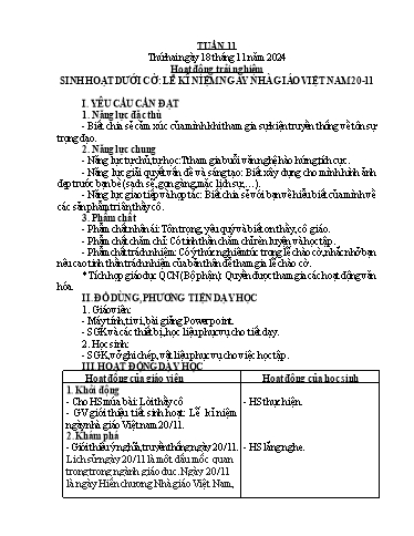 Kế hoạch bài dạy Lớp 5 - Tuần 11 - Năm học 2024-2025 - Hoàng Thị Trang