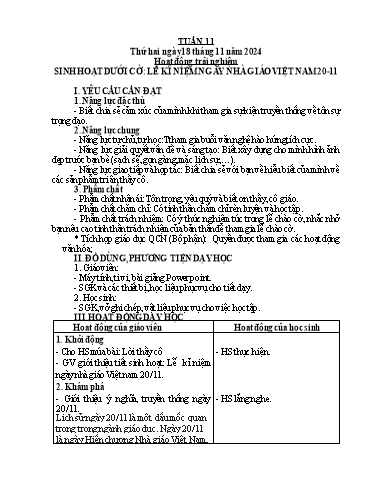 Kế hoạch bài dạy Lớp 5 - Tuần 11 - Năm học 2024-2025 - Hoàng Xuân Bách