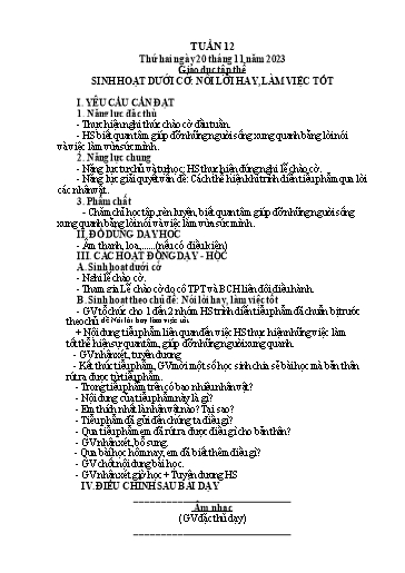 Kế hoạch bài dạy Lớp 5 - Tuần 12 - Năm học 2023-2024 - Hoàng Thị Trang
