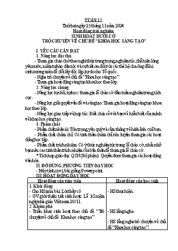 Kế hoạch bài dạy Lớp 5 - Tuần 12 - Năm học 2024-2025 - Hoàng Thị Trang