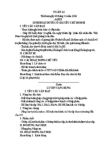 Kế hoạch bài dạy Lớp 5 - Tuần 13 - Năm học 2022-2023 - Hoàng Xuân Bách